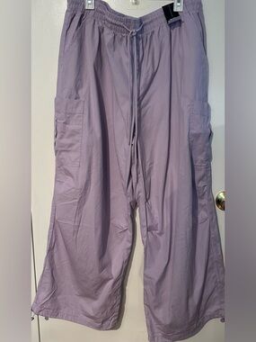 No Boundaries Lavender Wide-Leg Cargo Joggers